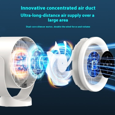 Desktop Adjustable Fan Light Rechargeable Wall Mount Table Fan Light Led Display Air Circulation Cooling USB Table Fan Light